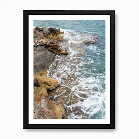 Waves and rocky shore, Mediterranean coast Art Print