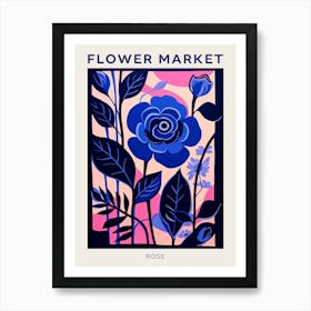 Blue Flower Market Poster Rose 4 Art Print