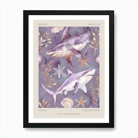 Purple Scalloped Hammerhead Shark 2 Poster Art Print