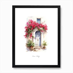 Bari, Italy   Mediterranean Doors Watercolour Painting 3 Poster Art Print