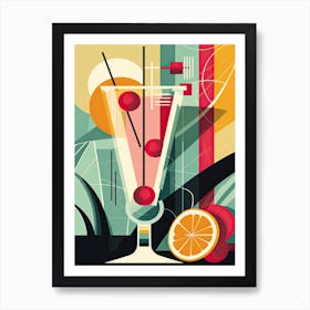 Tom Collins Cocktail Illustration 3 Art Print