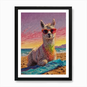 Llama On The Beach 1 Art Print