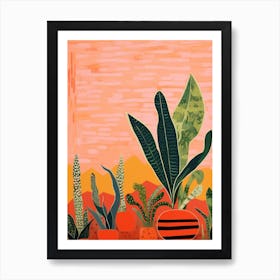 Boho Plant Painting Snake Plant 3 Art Print