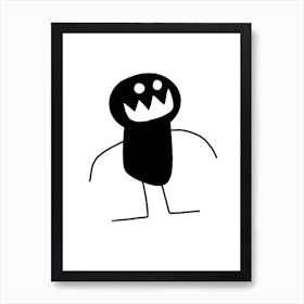 Kids Art Black  Mascot Monster Art Print