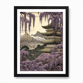 Fuji Wisteria Japanese Botanical Illustration Art Print