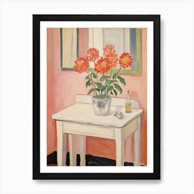 Bathroom Vanity Painting With A Peony Bouquet 3 Art Print