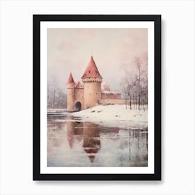 Dreamy Winter Painting Trakai Castle Lithuania 1 Art Print