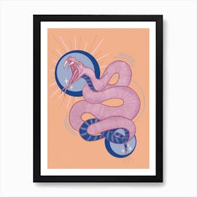 Orange Colourful Snake Illustration Art Print