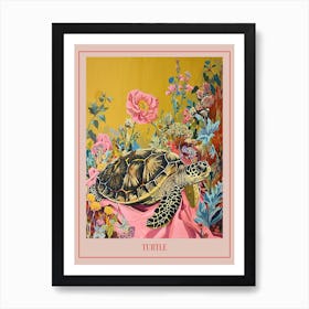 Floral Animal Painting Turtle 3 Poster Art Print