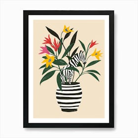 Zebra Plant Minimalist Illustration 1 Art Print