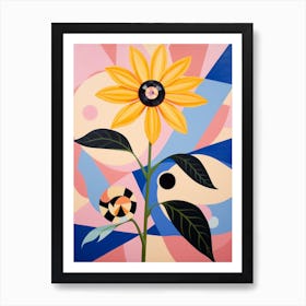 Black Eyed Susan 4 Hilma Af Klint Inspired Pastel Flower Painting Art Print