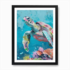 Sea Turtle Exploring The Ocean Painting 3 Art Print