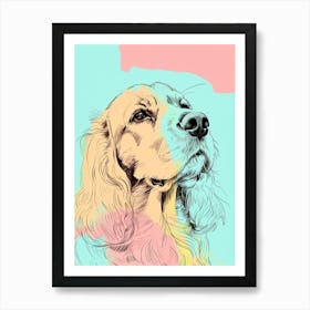 English Cocker Spaniel Dog Pastel Line Illustration 1 Art Print