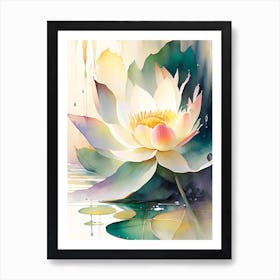 Giant Lotus Storybook Watercolour 3 Art Print