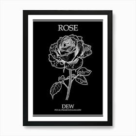 Rose Dew Line Drawing 4 Poster Inverted Art Print