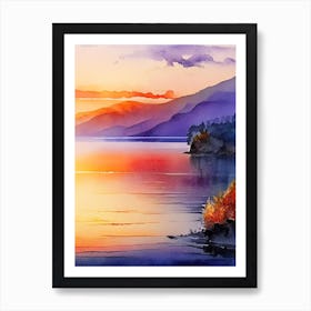 Lake Baikal Watercolour  Art Print