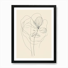 Line Drawing Of A Woman'S Face Art Print