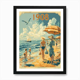 Aihrgdesign A Nostalgic Poster Of A 1908 Seaside Resort Featu 3ccfb239 85ff 410d Acc4 5a110e92d7f5 1 Art Print