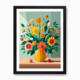 Bouquet Of Flowers In A Vase Art Print