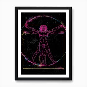 Vitruvian Man Neon Art Print