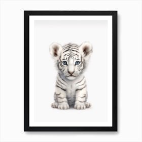Watercolour Jungle Animal White Tiger 2 Art Print