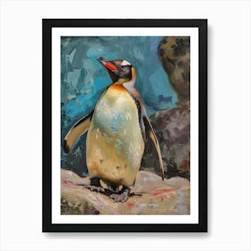 Adlie Penguin Santiago Island Oil Painting 1 Art Print