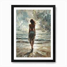 Woman On The Beach Art Print