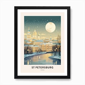 Winter Night  Travel Poster St Petersburg Russia 1 Art Print