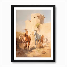 Horses Painting In Rajasthan, India 3 Art Print