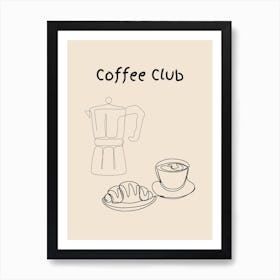 Coffee Club Poster B&W Art Print