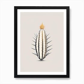 Crown Of Thorns Cactus Retro Minimal 1 Art Print