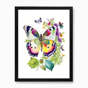 Butterfly In Garden Decoupage 3 Art Print
