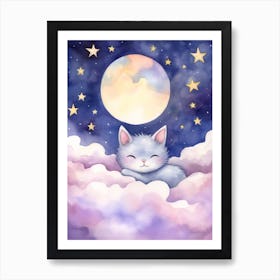 Baby Kitten 8 Sleeping In The Clouds Art Print