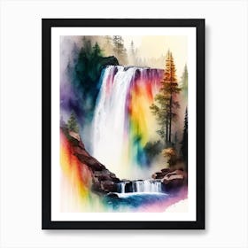 Rainbow Falls, United States Water Colour  (2) Art Print