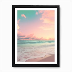 Beach And Sunset With Waves And Cloud Pink Blue Photography 1 Art Print