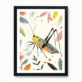 Colourful Insect Illustration Grasshopper 10 Art Print
