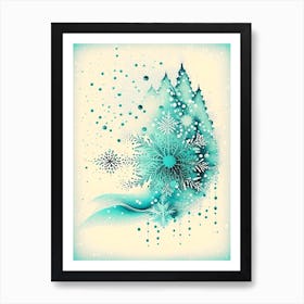 Water, Snowflakes, Vintage Sketch 1 Art Print