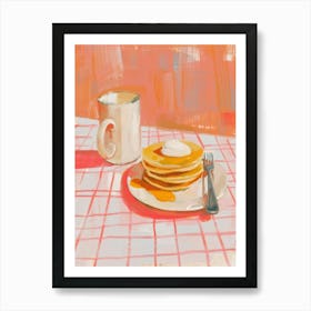 Pink Breakfast Food Pancakes With Honey 3 Art Print