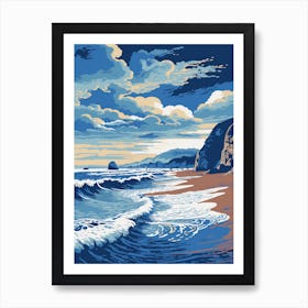 A Screen Print Of Durdle Door Beach Dorset 4 Art Print