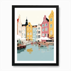 Allborg, Denmark, Flat Pastels Tones Illustration 1 Art Print