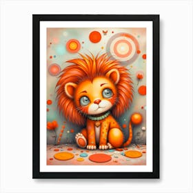 Lulu and the Dance of Colors: A Female Lion Cub Art Art Print