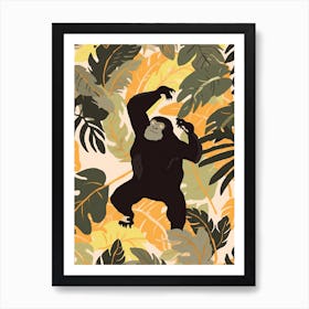 Gorilla Art With Bananas Cartoon Illustration 6 Art Print