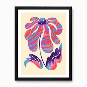 1970s Psychedlic Marbled Flower Art Print