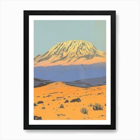 Mount Meru Tanzania Color Line Drawing (7) Art Print