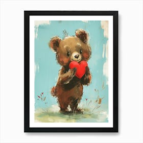 Valentines Day Bear With Heart Art Print