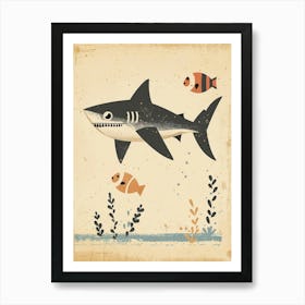 Shark & Clown Fish Muted Pastel 1 Art Print