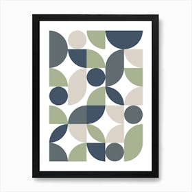 Mid Century Modern Abstract 26 Grey, Green Art Print