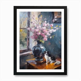 Orchids With A Cat 2 Art Print