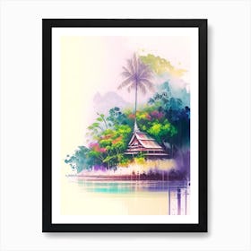 Chumphon Thailand Watercolour Pastel Tropical Destination Art Print