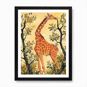 Storybook Style Illustration Of A Giraffe 6 Art Print